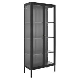 VEVOR Display Cabinet with Glass Door, 66 in Tall 4-Tier Lighted Display Case with 3 Color Lights, Metal Storage Cabinet with 3 Adjustable Shelve