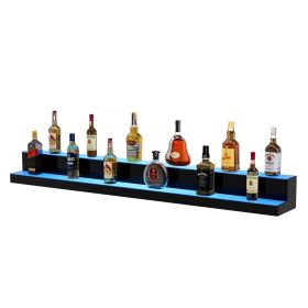 VEVOR LED Lighted Liquor Bottle Display, 2 Tiers 60 Inch Commercial Illuminated Home Bar Shelf, 2 Steps Whiskey Rack Stand