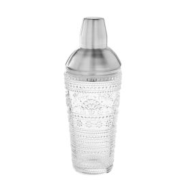 Channing Glass 24-Ounce Cocktail Shaker with Stainless Steel Lid, Clear