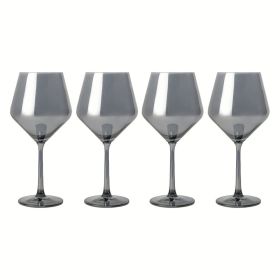 23 fl oz Smoke Iridescent Angled Wine Glasses, Set of 4
