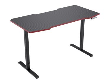 Electric Standing Desk Whole Piece Adjustable Height Desk Home Office Computer Workstation Sit Stand up Desk (Black Frame + Black Top)