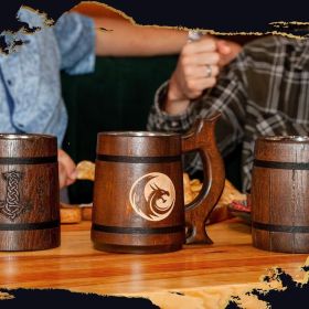 Beer Mug 20 OZ Dragon Viking mug Tankard Mug Beer stein Wooden beer mug Handmade Gifts for Men Fathers Day Christmas Birthday Gifts Norse & Celti