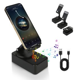 1Pc 4 In 1 Foldable Wireless Speaker Phone Stand With Power Bank 360Degree Rotatable Stand Wireless Speaker 5000mAh Battery RGB Light For Phones (Option: Black)